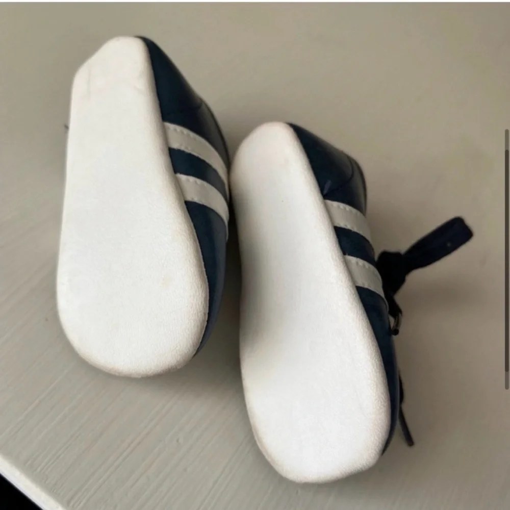 Baby Shoes Size 1 Blue and White Vintage